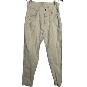 Alex Crane light beige 100% linen straight leg pants 30x28